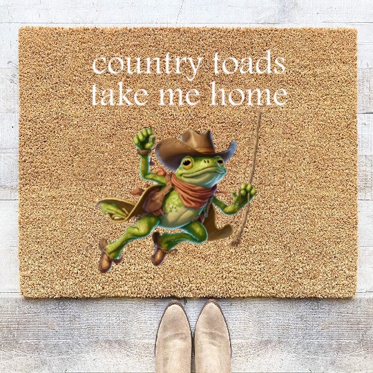 Cowboy Frog,country toads take me home Coir Doormats