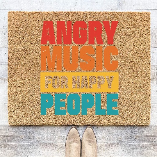 Angry Music For Happy People Vintage Retro Apparel Coir Doormats
