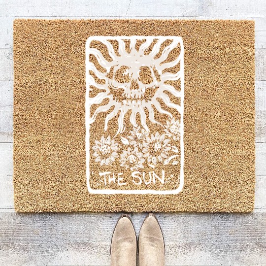 The Sun Skeleton Skull Tarot Card Coir Doormats
