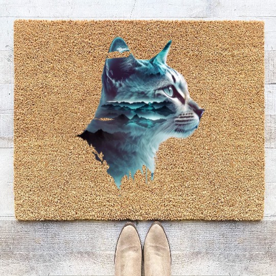 Cat Art Design Cute Cat Mom Meow Paws I Love Cats Coir Doormats