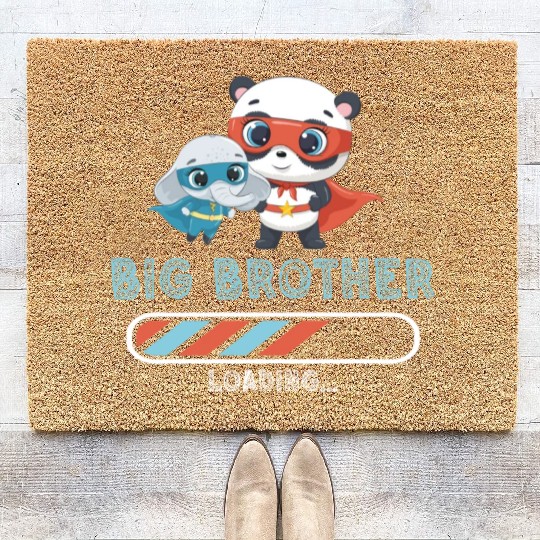 Big brother super hero panda elephant Coir Doormats