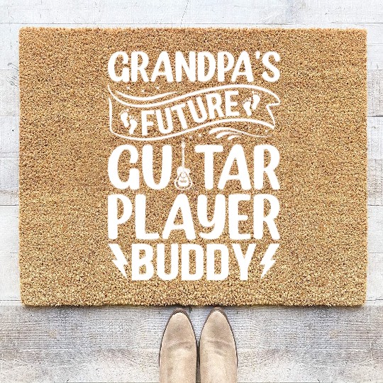 Newborn Guitarist - Grandpa's Future Guitar Player Coir Doormats