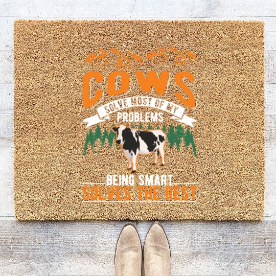 Cow Gift Farmer Cattle Breeder Cows Coir Doormats
