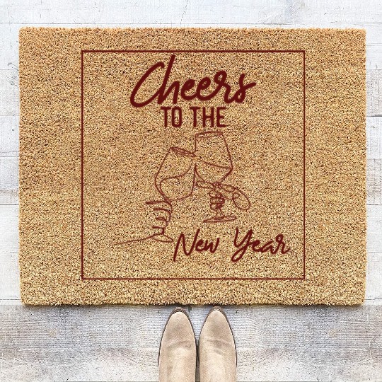 Cheers To The New Year 2023 NYE Party Glasses Coir Doormats