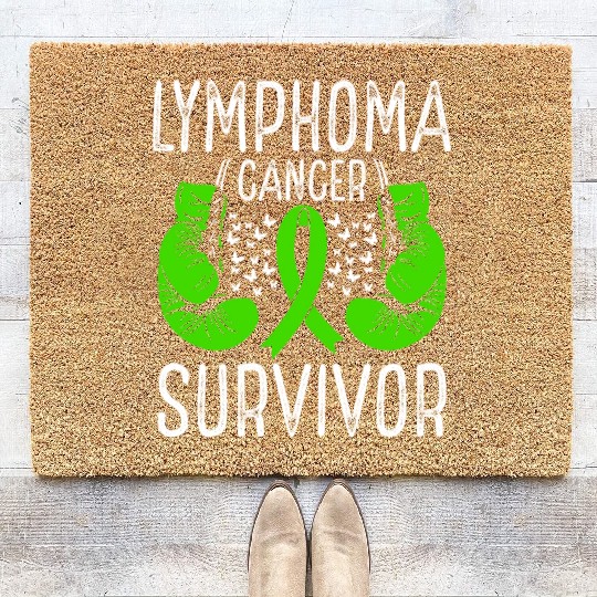 Lymphoma Cancer Survivor Awareness Ribbon Gloves Coir Doormats