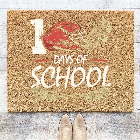 100 Days Of School Sports Game Lacrosse Player Coir Doormats