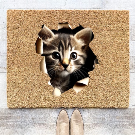 Cat Art Design Cute Cat Mom Meow Paws I Love Cats Coir Doormats