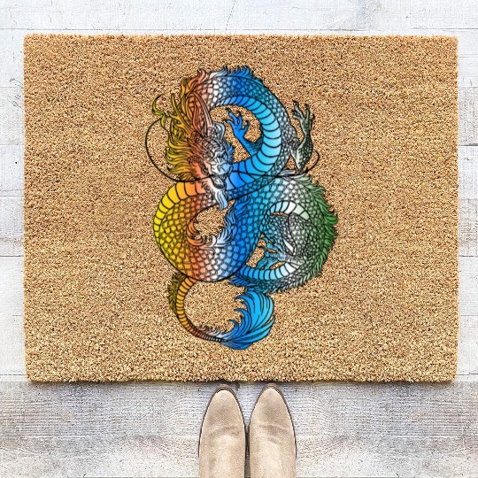 Japanese Dragon Vintage Demon Retro 102 Coir Doormats