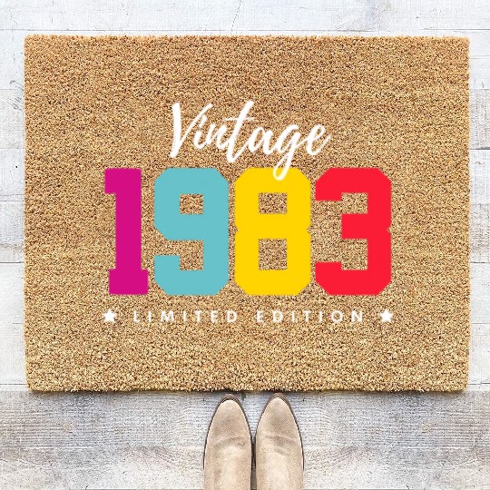 40 Years Vintage 1983 Retro 40th Birthday Coir Doormats