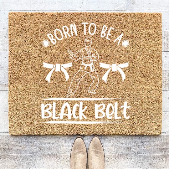 Jiu jitsu born to be a black belt jujutsu mma Coir Doormats