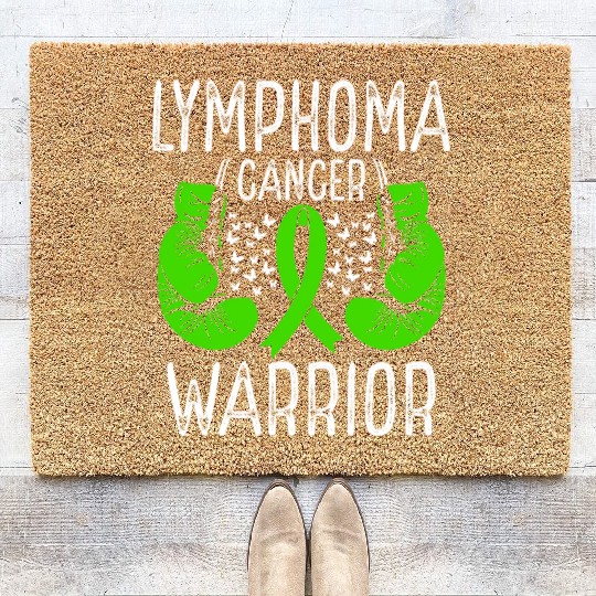Lymphoma Cancer Warrior Awareness Ribbon Gloves Coir Doormats