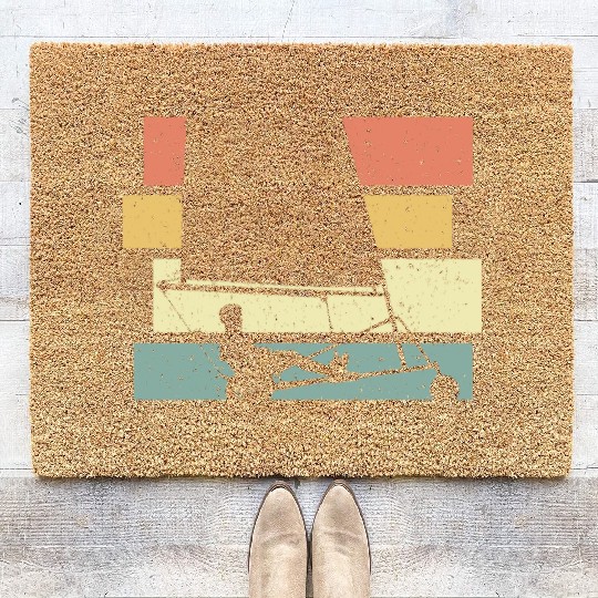 sand yachting retro vintage land sailing Coir Doormats