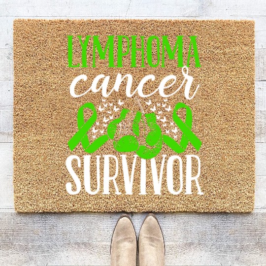 Lymphoma Cancer Awareness Ribbon Gloves Survivor Coir Doormats