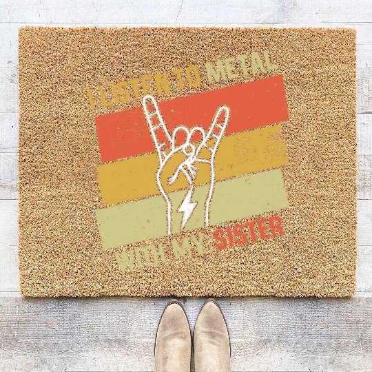 Vintage Metal With Sister Metal Kid Music Lover Coir Doormats