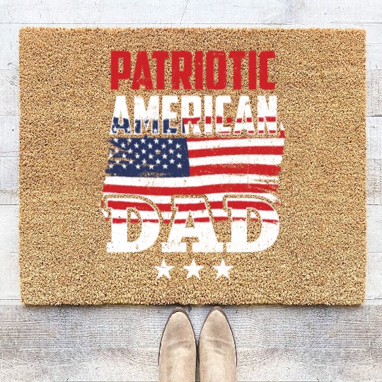 Patriotic American Dad Patriot US USA Coir Doormats