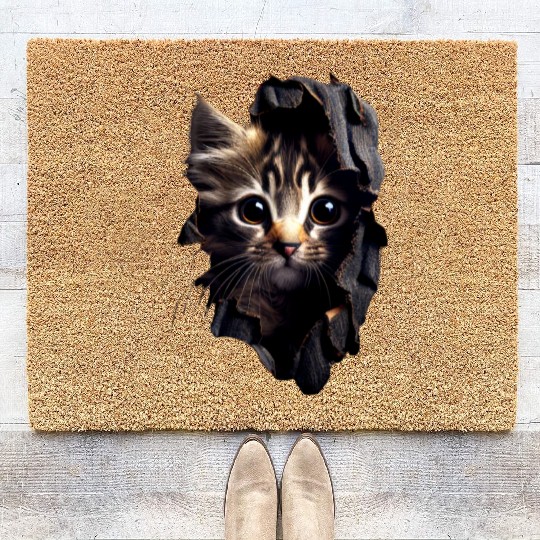 Cat Art Design Cute Cat Mom Meow Paws I Love Cats Coir Doormats
