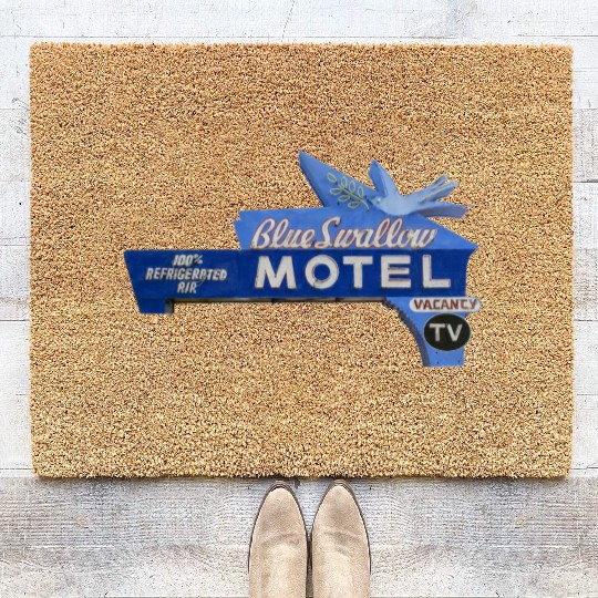 Blue Swallow Motel Route 66 Neon Tucumcari NM Coir Doormats