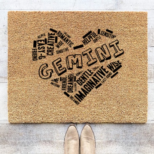 Gemini Heart Word Cloud Doodle Astrology Zodiac St Coir Doormats