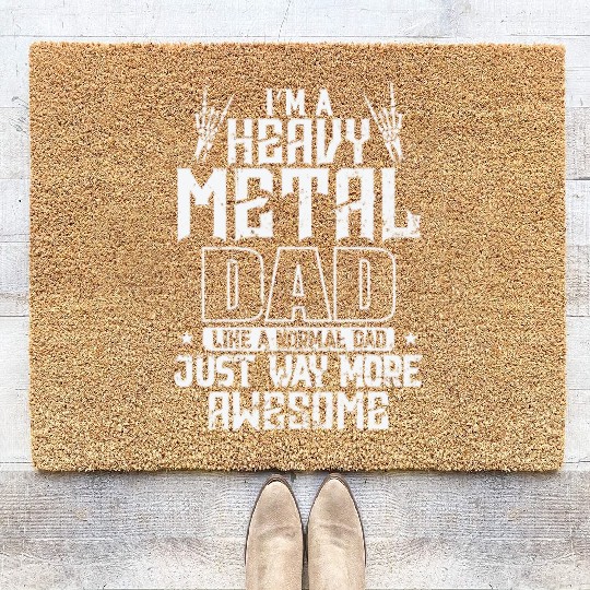 I'm a Heavy Metal Dad awesome Music Band Coir Doormats