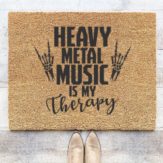 Heavy Metal Music is my Therapy Music Band Coir Doormats