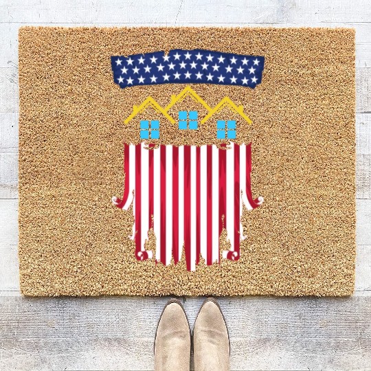 Proud American Patriotic USA Flag Realtor Real Est Coir Doormats
