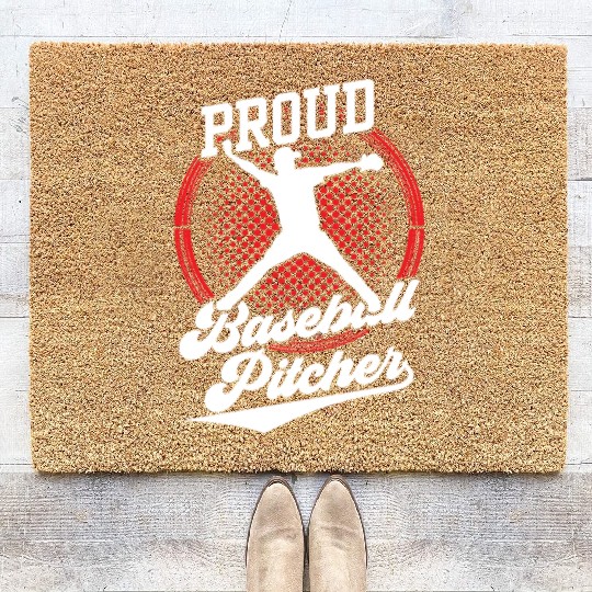 Proud Baseball Pitcher Player Hobby Sayings Coir Doormats