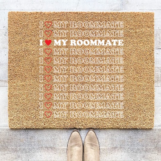 I Love My Roommate I Heart My Roommate Red Heart Coir Doormats
