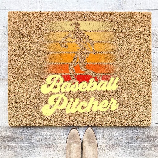 Baseball Pitcher Player Hobby Sayings Coir Doormats