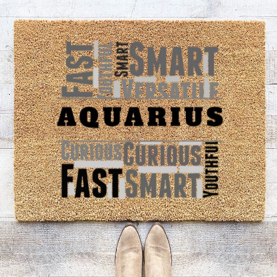 Aquarius Zodiac Star Sign Word Cloud Square Monoch Coir Doormats