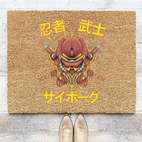Samurai Monster Cyborg Robot orange Ninja Coir Doormats