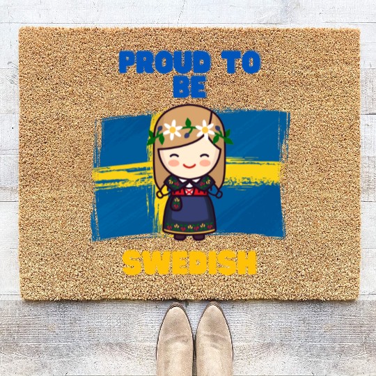 Proud to be swedish - cute design Coir Doormats