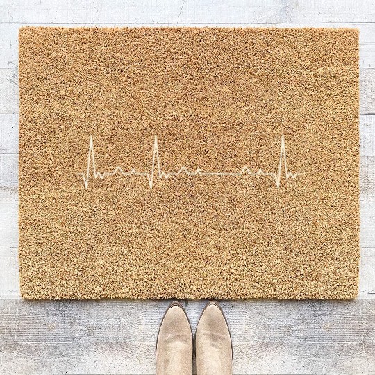 Oklahoma State USA. Heart. Love. EKG. Pulse. Beat. Coir Doormats