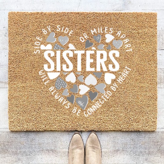 Sister Coir Doormats, Side By Side Or Miles Apart Hearts