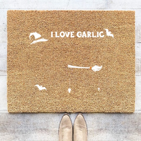 I Love Garlic - Halloween Coir Doormats