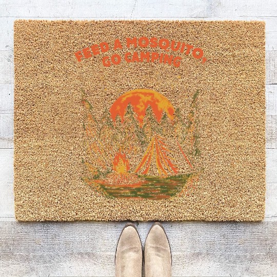 Feed a Mosquito Go Camping Funny Camper Humor Camp Coir Doormats