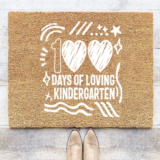 School Coir Doormats, 100 Days Of Loving Kindergarten Coir Doormats