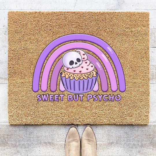Chibi Skeleton skull sweet but psycho raindow cupc Coir Doormats