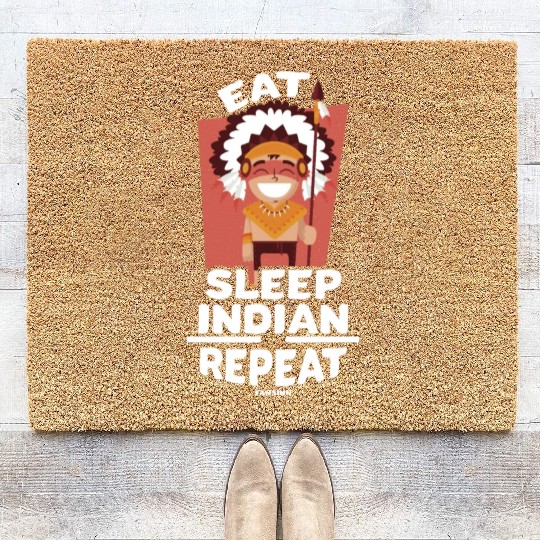 Eat Sleep Indian Repeat Native American People Coir Doormats