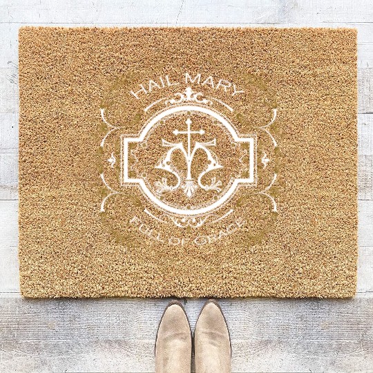 Ave Maria Schubert Latin Mass Blessed Mother Mary Coir Doormats