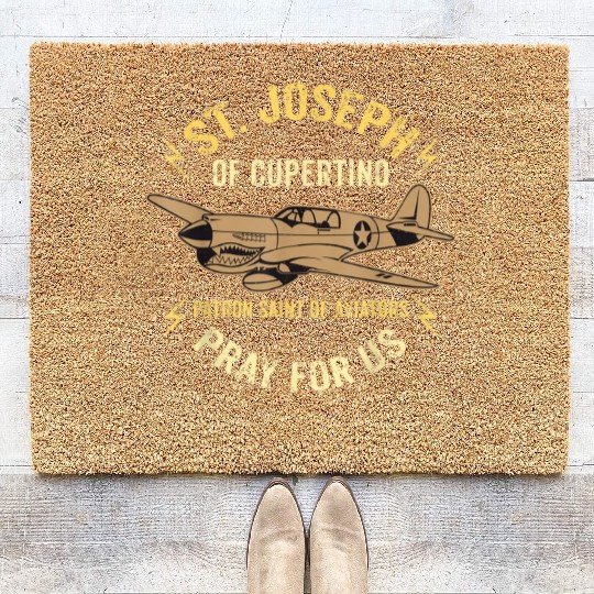 St. Joseph of Cupertino Patron Saint of Pilots Avi Coir Doormats