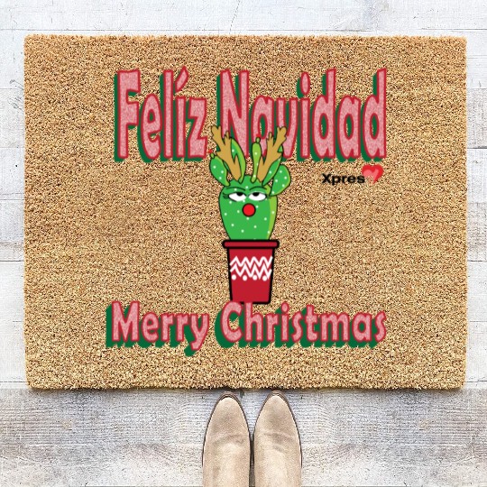 Felíz Navidad Cactus Lady Coir Doormats