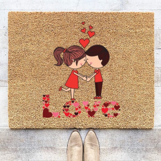 Love -A couple expressing their love Coir Doormats