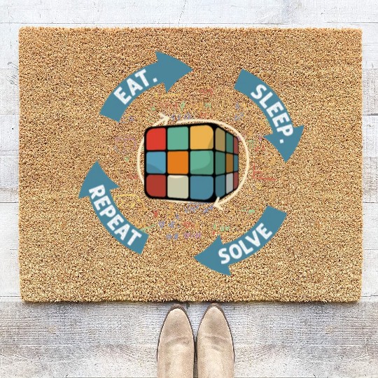 Eat Sleep Solve Repeat Math Speed Cubing Genie Coir Doormats