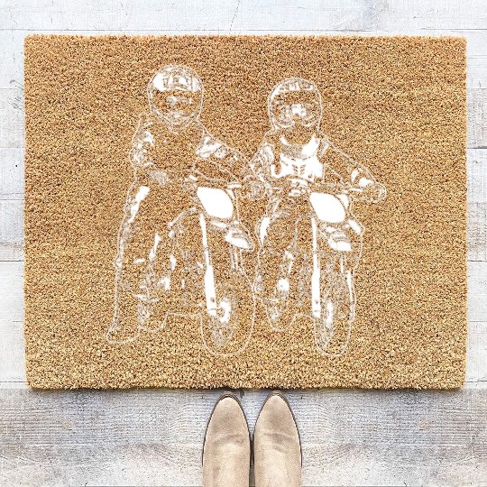 Kids Brother Sister Friends Motorbike Rider Dirt Coir Doormats