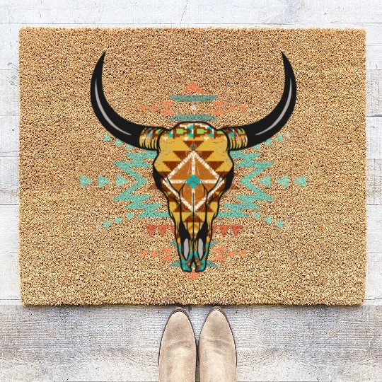 Western Aztec Bull Skull Coir Doormats