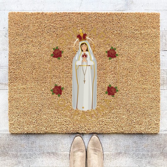 Our Lady of Fatima Rosary Prayer Holy Blessed Mary Coir Doormats