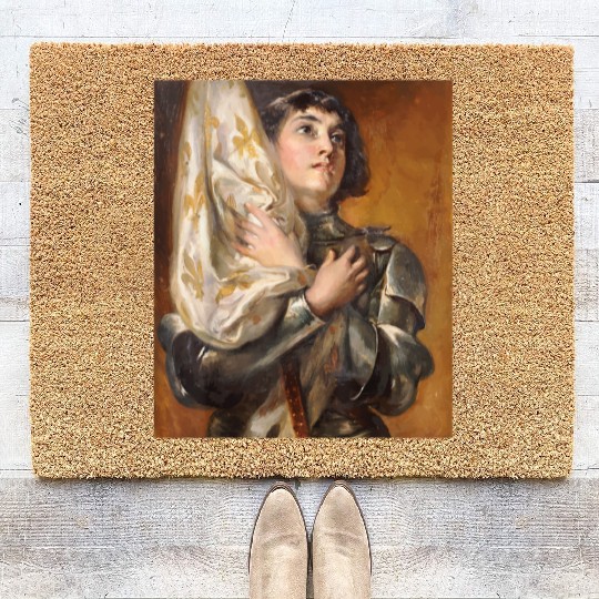 St. Joan of Arc Portrait Painting Catholic Gifts f Coir Doormats