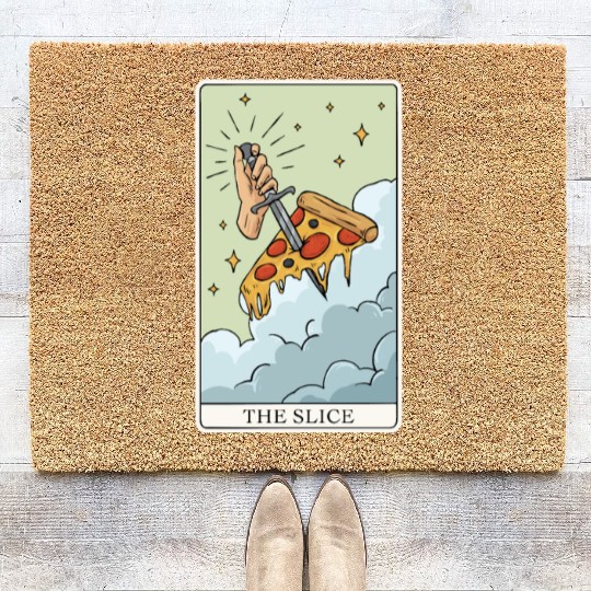 Pizza Tarot Card "The Slice" for a Tarot Reader Coir Doormats