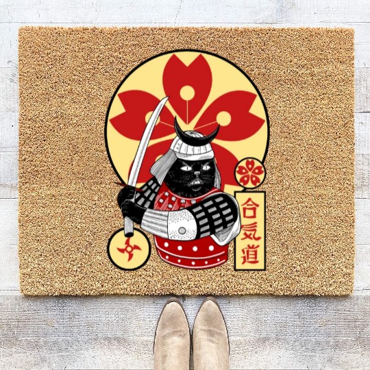 Samurai Cat Coir Doormats