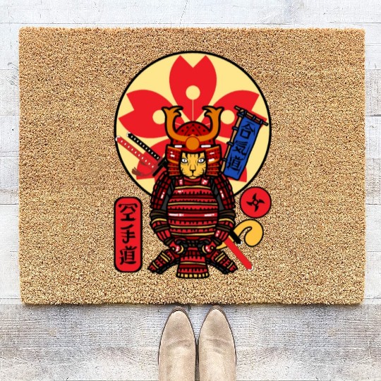 Samurai Cat Coir Doormats